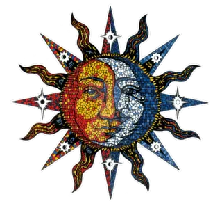 🌝 sun, moon, celestial, mosaic, spiritual, esoteric, face, astrology telegram sticker