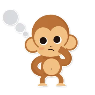 😒 monyet, berpikir, lucu, kartun, binatang, stiker telegram sticker
