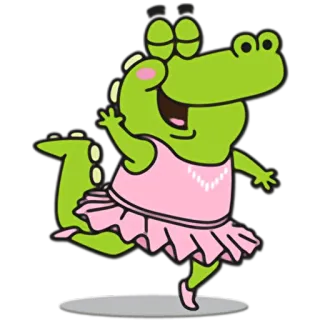 👗 cartoon, alligator, crocodile, ballet, dance, tutu, cute telegram sticker