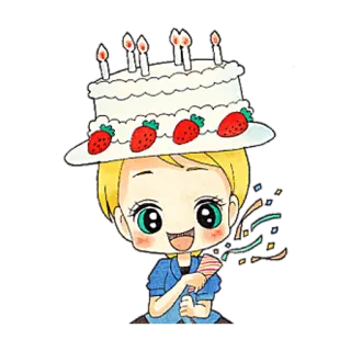 🥳 Anime, Verjaardag, Viering, Feest, Cartoon, Confetti telegram sticker