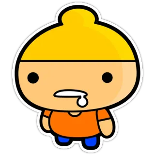🤤 dessin animé, personnage, kawaii, autocollant, enfant, jaune, orange telegram sticker