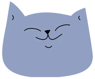 ☺️ 고양이, 스티커, 미니멀, 만화, 정사각형, 파란색 telegram sticker