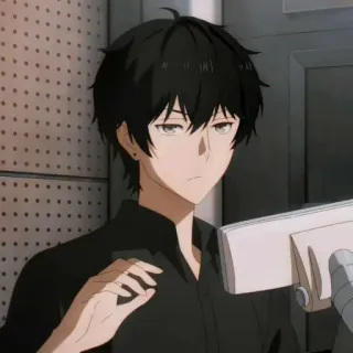 🕳 Anime, Hombre, Pelo negro, Personaje de anime, Masculino, Personaje whatsapp sticker