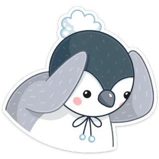 😤 пингвин, милый, стикер, мультфильм, зима, животное whatsapp sticker