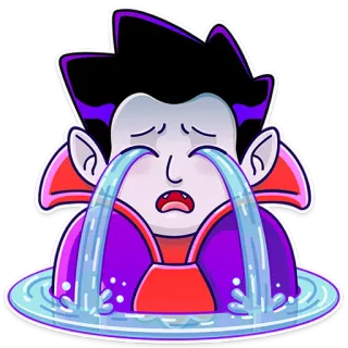 😭 sticker, cartoon, crying, sad, vampire, emotion, tears telegram sticker