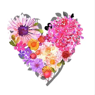 🌻 fiore, cuore, floreale, acquerello, natura, amore, San Valentino whatsapp sticker