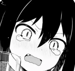 🥺 Anime, Manga, Llorando, Emocional, Blanco y negro, Personaje whatsapp sticker