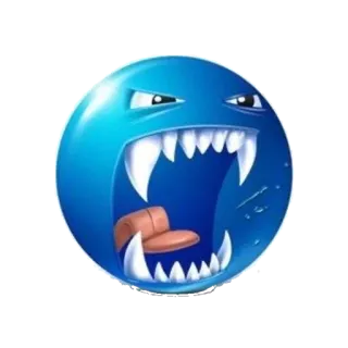 😡 azul, monstro, desenho animado, assustador, criatura, presas whatsapp sticker