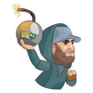💣 YING BONG Bombe, Gewalt, Waffe, Cartoon, Wut, Aggression, Mann, Sprengstoff telegram sticker