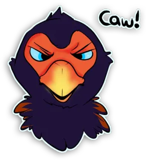 😡 Caw! corbeau, oiseau, animal, dessin animé, croassement telegram sticker