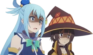 😨 Aqua KonoSuba Anime, terkejut, Konosuba, Aqua, Megumin, Karakter anime telegram sticker