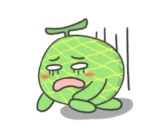🍈 melone, traurig, emoji, süß, cartoon telegram sticker