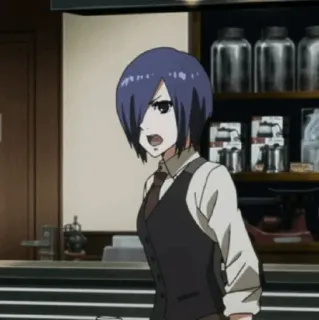 🪁 Touka Kirishima Tokyo Ghoul อนิเมะ, โทวกะ, Tokyo Ghoul, กูล, โกรธ, ตัวละคร telegram sticker