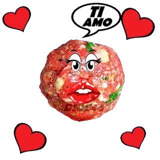 🥰 TI AMO almôndega, coração, rosto de desenho animado, italiano, amor telegram sticker