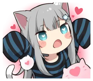 💗 anime, cat, kawaii, cute, neko, heart, cartoon telegram sticker