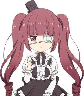 👆 Anime, Chica, Parche en el ojo, Coletas whatsapp sticker