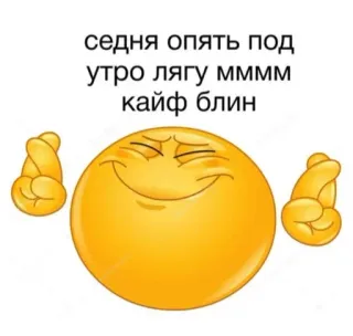 😋 седня опять под утро лягу мммм кайф блин emoji, offensive, russian, text, obscene whatsapp sticker
