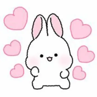 🐇 lapin, lapinou, coeurs, mignon, kawaii, animal, autocollant telegram sticker