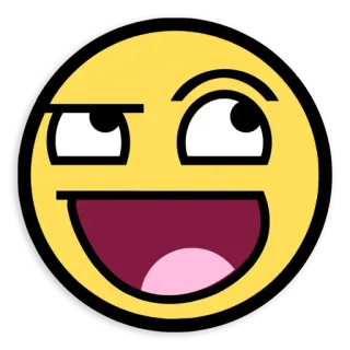 😁 sourire narquois, visage, mème, trollface, emoji whatsapp sticker