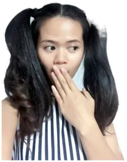 😳 wanita, rambut kuncir, potret, selfie, terkejut whatsapp sticker