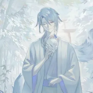 💙 Anime, Fuchs, Maske, Geist, Charakter, Illustration, Fantasy whatsapp sticker