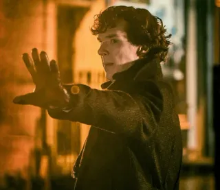 ✋ Sherlock Holmes Sherlock sherlock, detective, benedict cumberbatch, character, man, coat, gloves telegram sticker