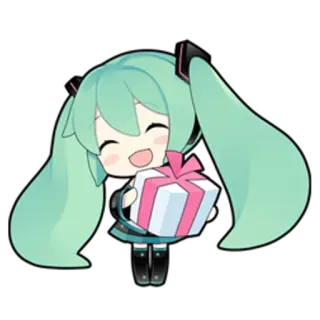 🎁 Hatsune Miku Anime, Chibi, Vocaloid, Lindo, Kawaii, Regalo, Obsequio telegram sticker