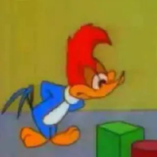 😟 Woody Woodpecker cartoon, bird, red head, Woody Woodpecker telegram sticker