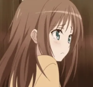 💜 anime, girl, sad, cartoon, brown hair telegram sticker