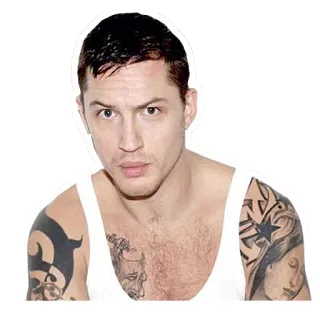 😒 Tom Hardy attore, uomo, celebrità, tatuaggio, ritratto telegram sticker