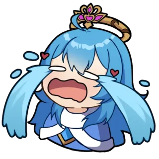 😭 Aqua anime, chorando, kawaii, emocional, triste, fofo telegram sticker
