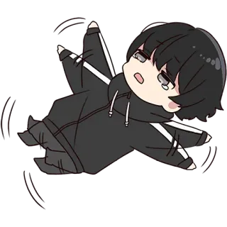 ☹️ Chibi, Personaje, Anime, Pelo Negro, Triste, Llorando whatsapp sticker