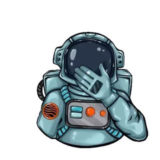 😂 astronot, facepalm, kecewa, kegagalan, luar angkasa, ekspresi whatsapp sticker