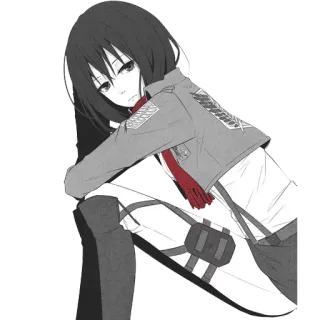 😐 Mikasa Ackerman Attack on Titan anime, attack on titan, mikasa, mikasa ackerman, soldaat, militair, manga telegram sticker