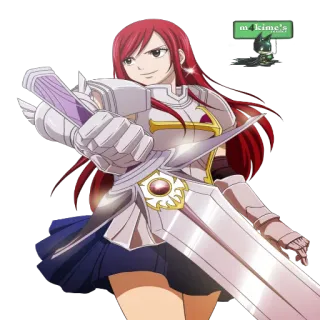 👍 Erza Scarlet Fairy Tail Anime, Miecz, Postać, Kobieta, Rycerz, Zbroja, Magia telegram sticker