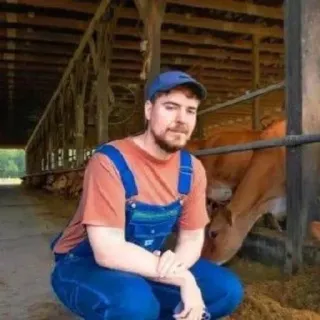 🌟 MrBeast youtube, influencer, farmer, mrbeast, cow telegram sticker