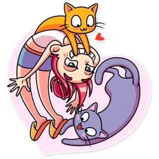 ❤ gato, mulher, coração, desenho animado, fofo, adesivo telegram sticker