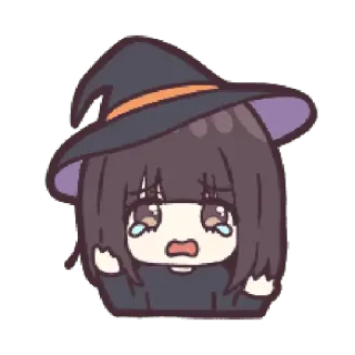 😥 Hexe, weinen, traurig, Anime, Cartoon, Magie, Halloween telegram sticker