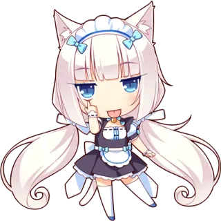 😋 アニメ, 猫耳, ちび, メイド, 可愛い telegram sticker