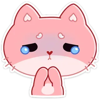 😢 кот, мультфильм, милый, наклейка, каваий, умоляющий telegram sticker