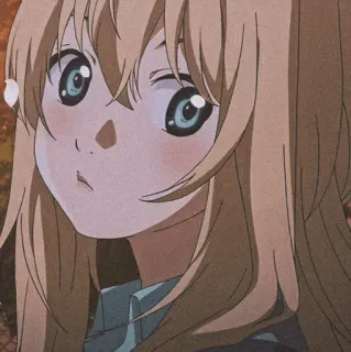 🩰 Kaori Miyazono Your Lie in April anime, meisje, blond, schattig, knipoog, personage, Kaori, Miyazono telegram sticker