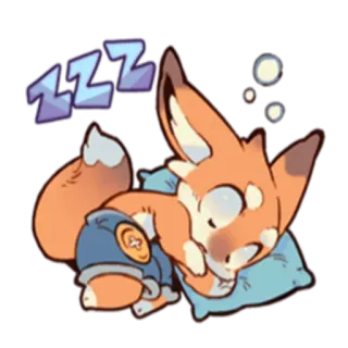 😴 ZZZ vos, slapen, schattig, cartoon, zzz, dromen, dier telegram sticker