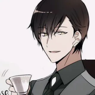 🕯 anime, man, tea, cup, smile, character, cartoon telegram sticker