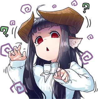 😵 Anime, Illustrazione, Demone, Corna, Carino, Punto interrogativo telegram sticker