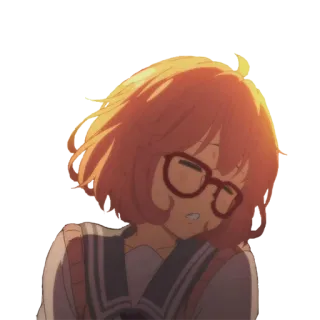 😒 anime, girl, character, glasses, sad, emotional whatsapp sticker