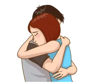 🤗 câlin, affection, amour, réconfort, étreinte, relation, couple, dessin animé telegram sticker
