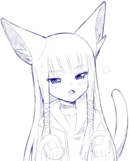 😵‍💫 Anime, Catgirl, Sketsa, Manga, Kawaii, Telinga kucing telegram sticker