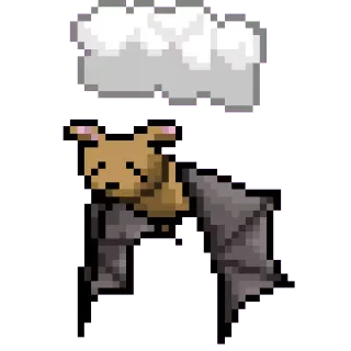 😩 bat, pixel art, cloud, animal, cartoon whatsapp sticker