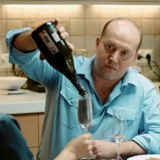 😧 man, drank inschenken, champagne, alcohol, drinken, viering telegram sticker
