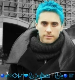💙 Jared Leto mann, blaue Haare, porträt, promi, schauspieler telegram sticker